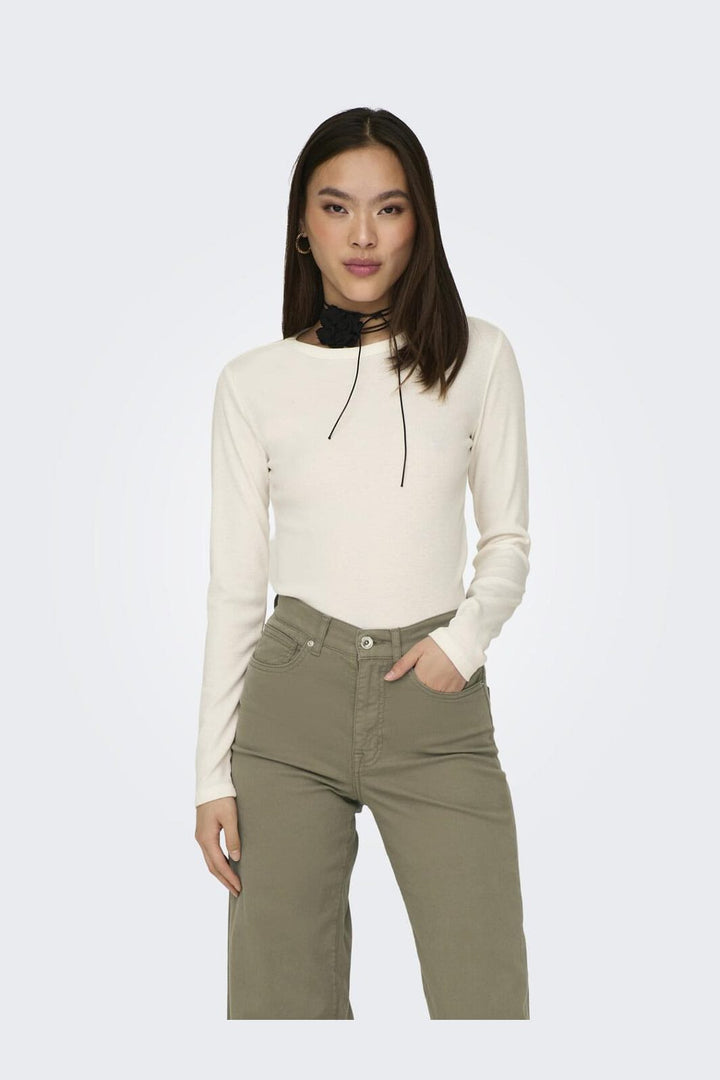 JDY - Jdysolar L/S O Neck Top Dia - 4381391 Cloud Dancer