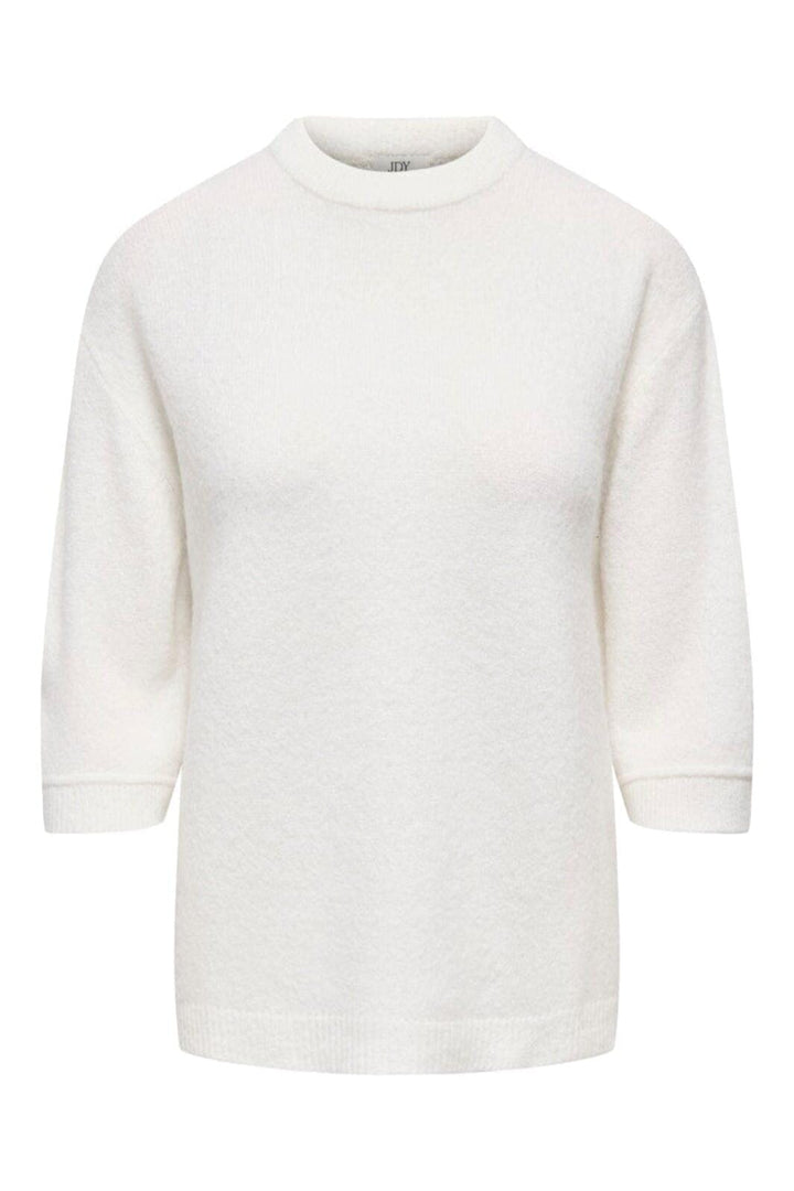 JDY - Jdysonja S/S O-Neck Pullover Knt - 4960456 Cloud Dancer Melange Strikbluser 