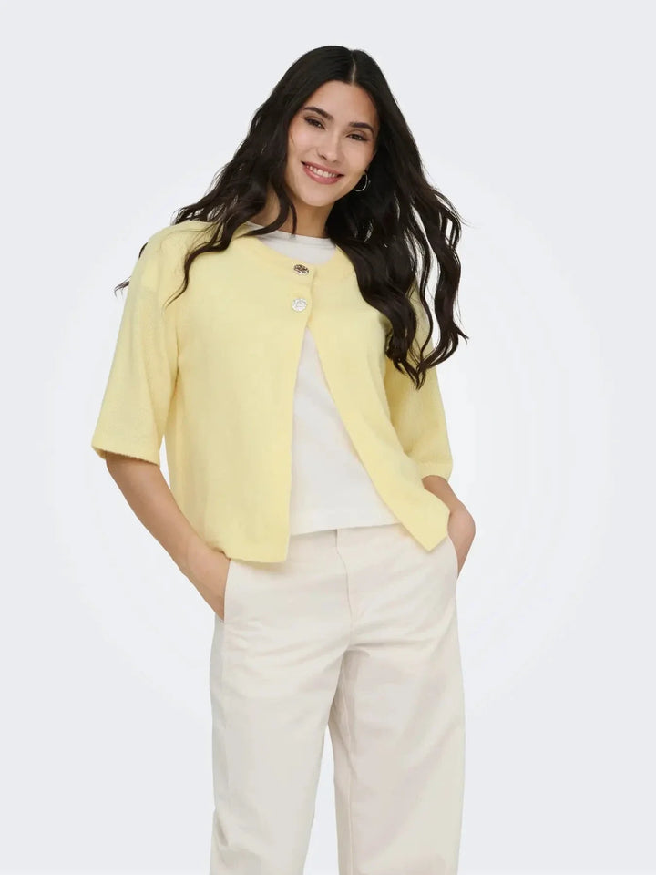 JDY - Jdysuper 2/4 Cardigan Knt - 5086561 French Vanilla Silver Button Cardigans 