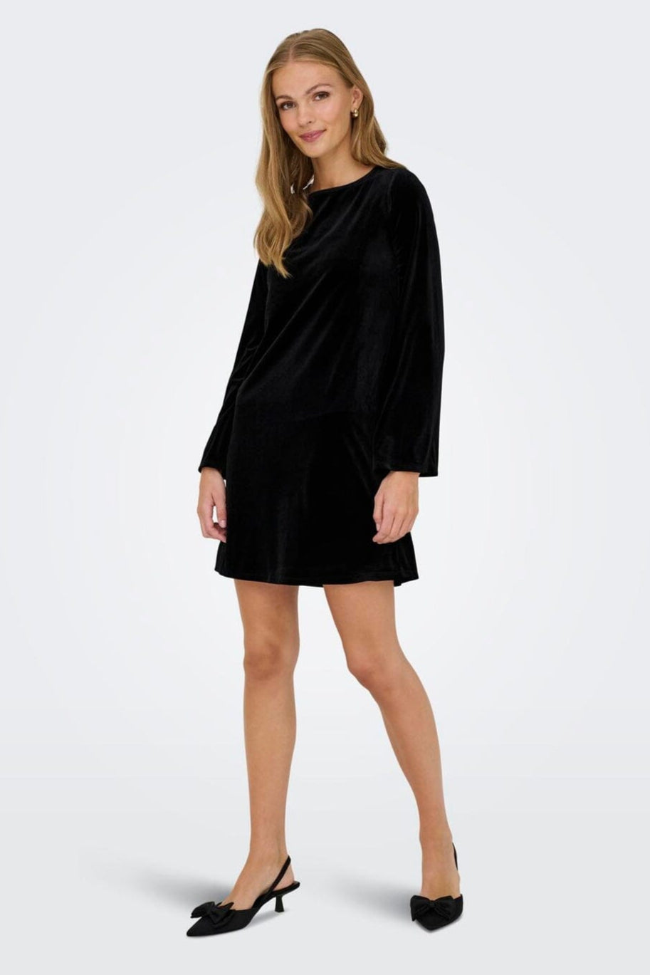 JDY - Jdyvictory L/S Velvet Bow Dress - 4906622 Black Bow