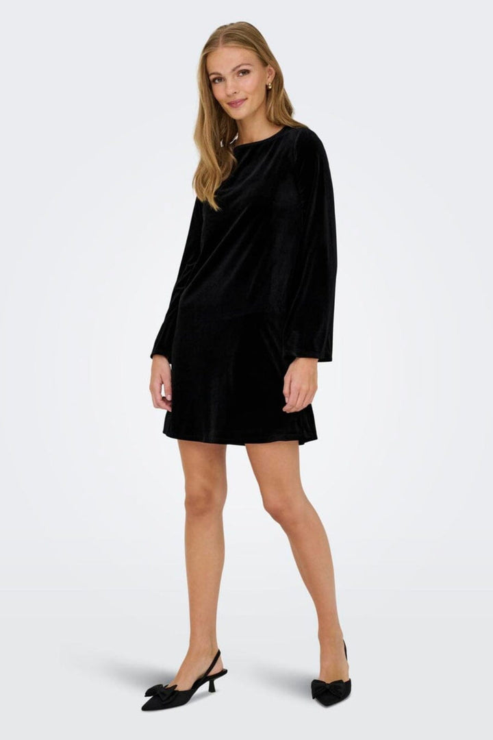 JDY - Jdyvictory L/S Velvet Bow Dress - 4906622 Black Bow