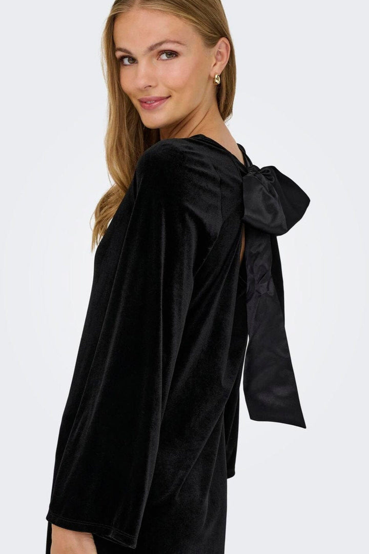 JDY - Jdyvictory L/S Velvet Bow Dress - 4906622 Black Bow