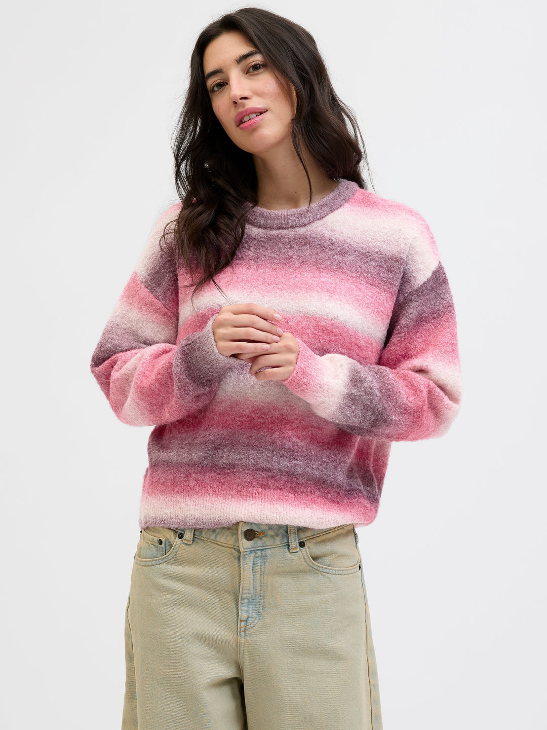 Jjxx Jxamira Crew Neck Knit Ln 4844635 Barberry /Space Dye