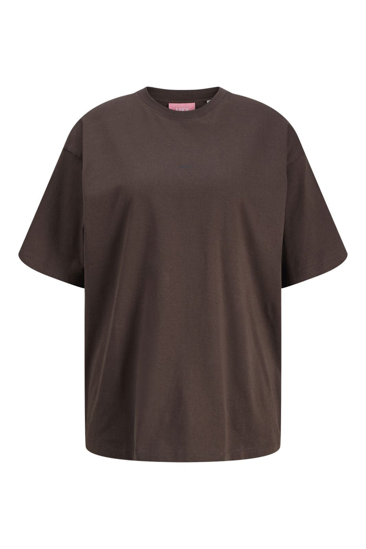 Jjxx - Jxandrea Loose Ss Logo Tee - 4943125 Seal Brown Black Logo Print
