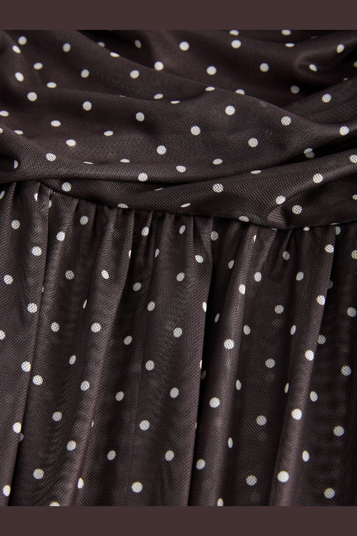 Jjxx - Jxelvira Mesh Sl Scarf Dress - 4954827 Seal Brown Dot