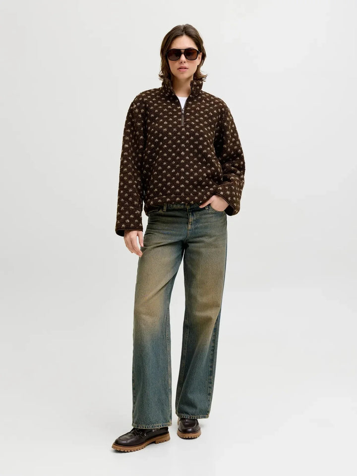 Jjxx - Jxvera Half Zip Teddy Jacket - 5034468 Bracken Petit Dot Off White Jakker 