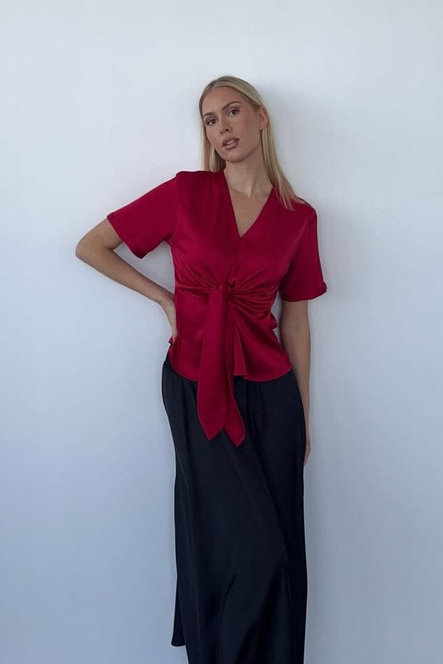 Karmamia - Blair Blouse (Short) 2298 - Semi Rich Deep Red Bluser 