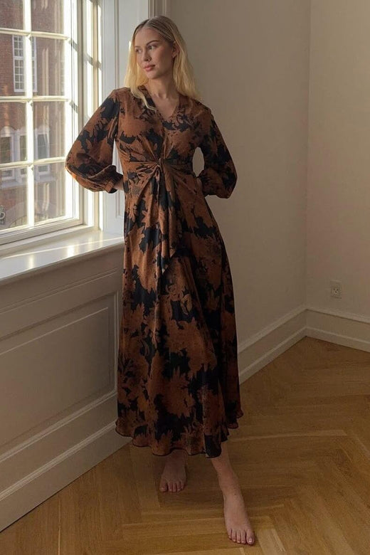 Karmamia - Faye Dress 2330 - Tawny Flower Kjoler 
