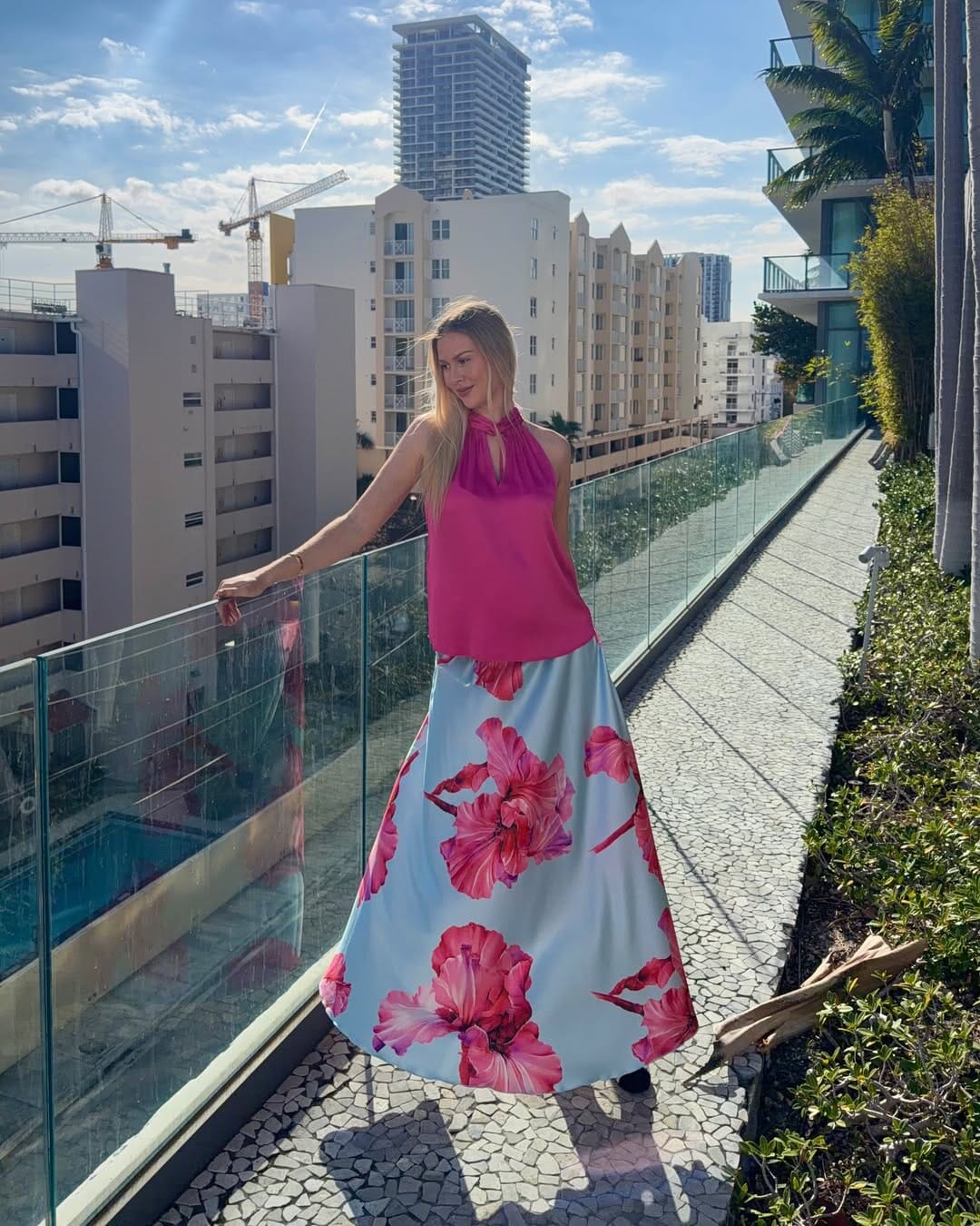 Karmamia - Savannah Skirt 2371 - Fuchsia Maxi Flower Nederdele 