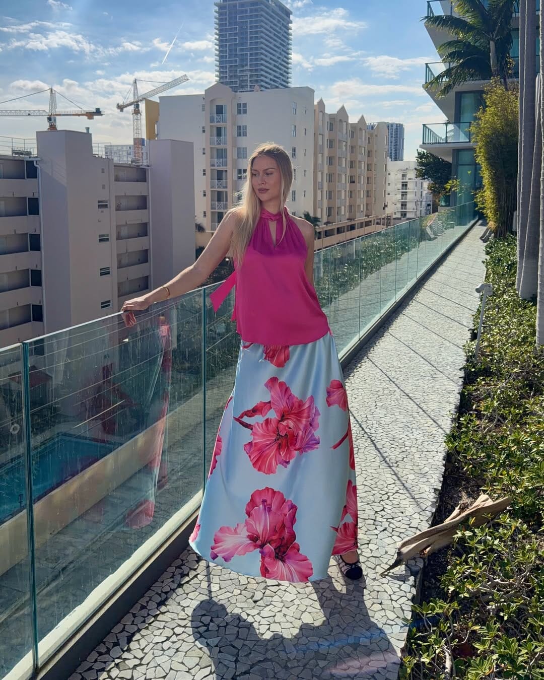 Karmamia - Savannah Skirt 2371 - Fuchsia Maxi Flower Nederdele 