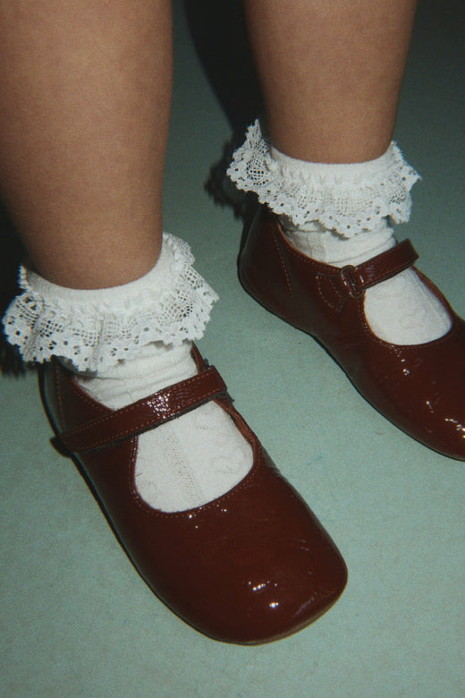 Konges Sløjd - 2 Pack Pointelle Frill Socks Ks106349 - Red/off White Strømper 