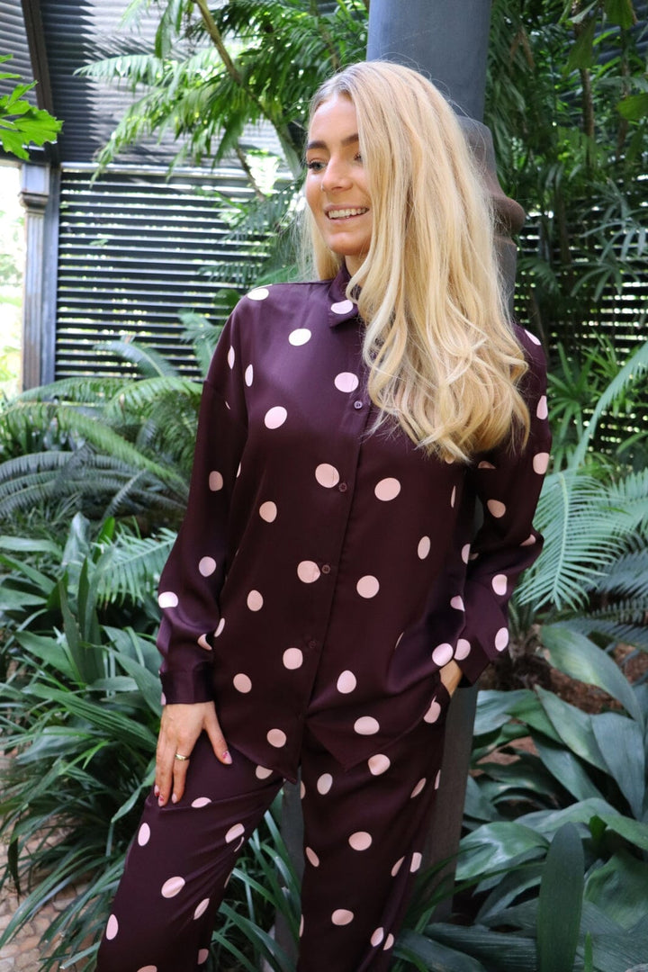 Liberte - Dotti Ls Shirt 22349 - Plum Rose Big Dot