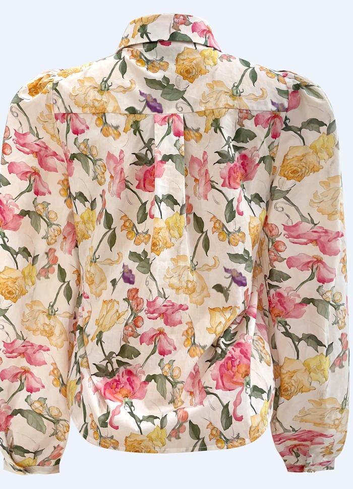 Liberte - Flora Ls Blouse 21598 - Creme Yellow Flowers Bluser 