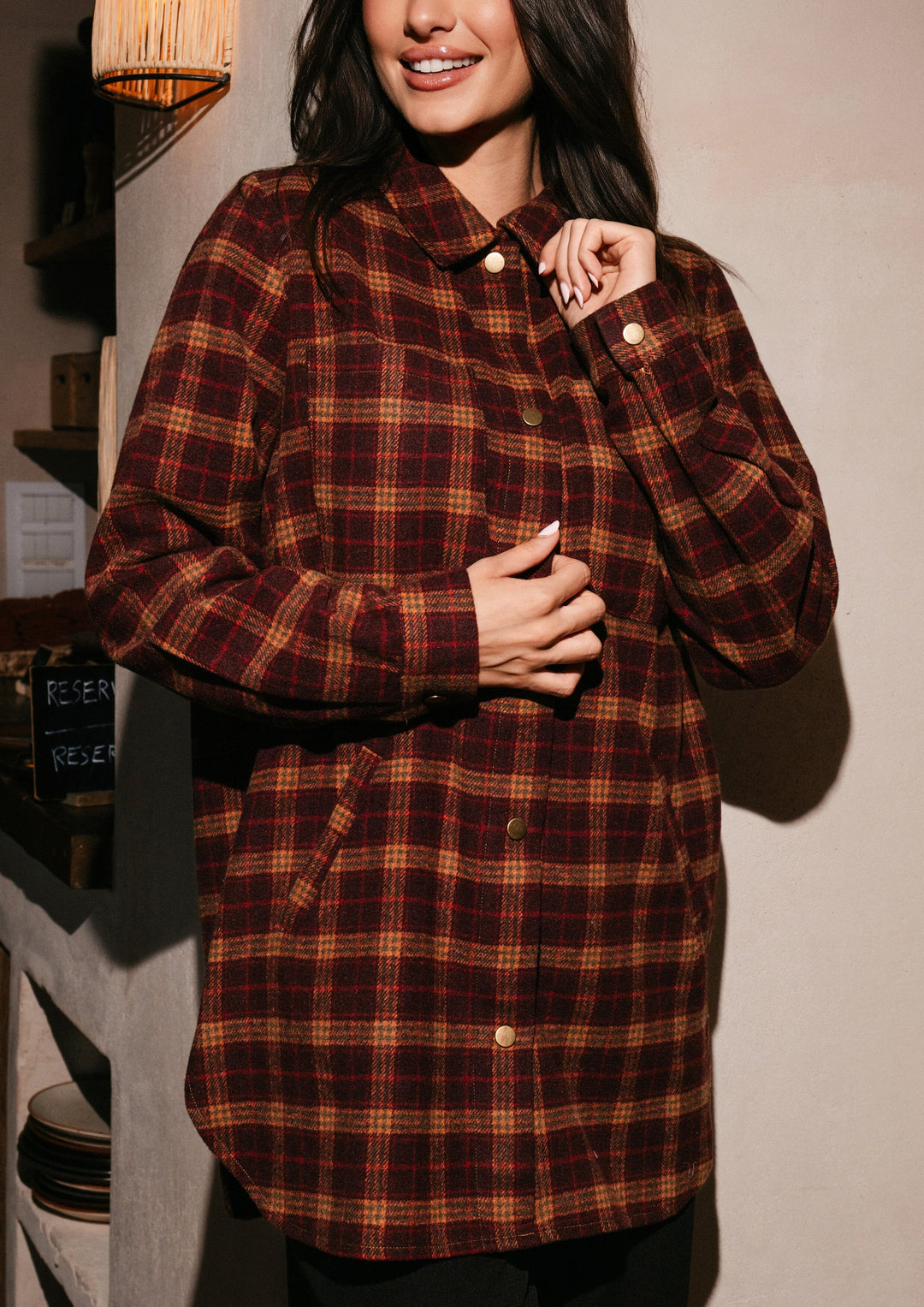 Liberte - Karen Shirt Jacket 22470 - Black Red Check Skjorter 