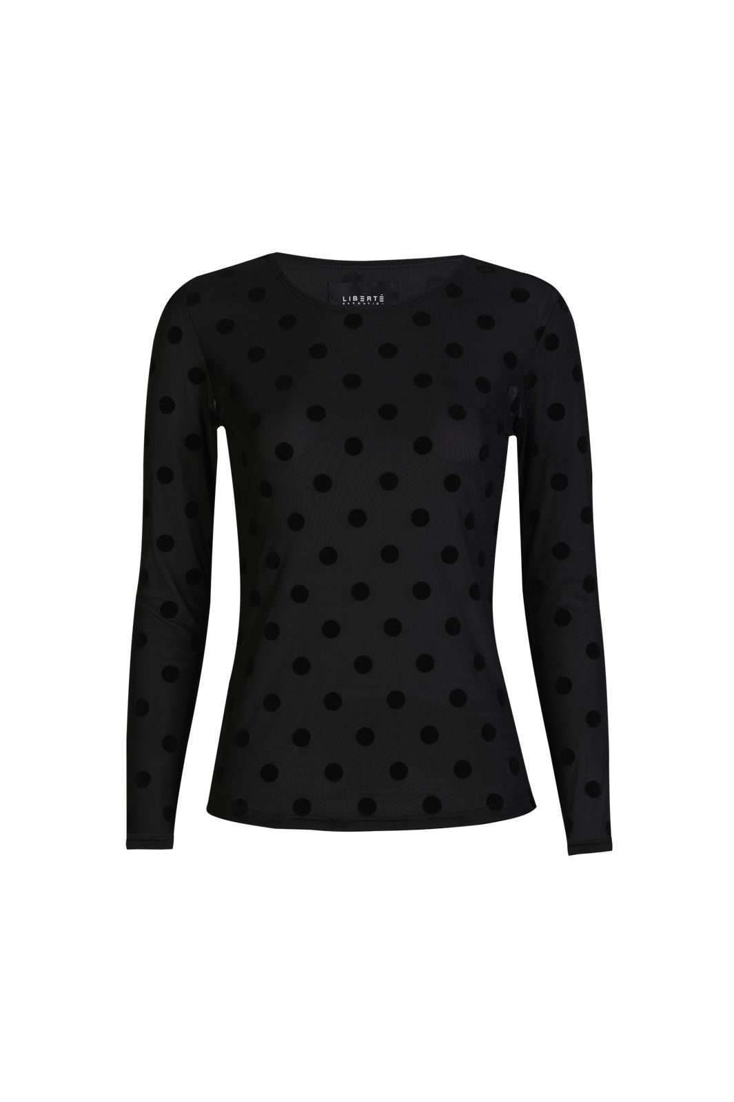 Liberte - Mesh Ls Tshirt 22065 - Black Big Flock Dot