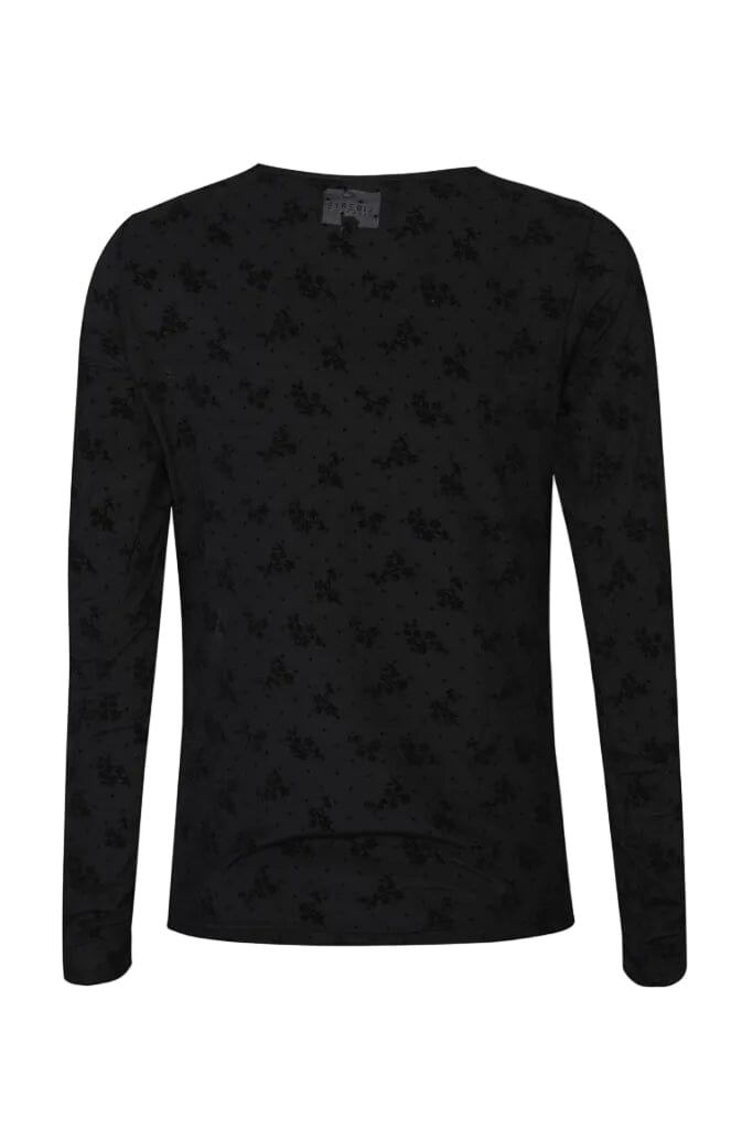 Liberte - Mesh Ls Tshirt, Flock 22081 - Black Flower Dot T-shirts 