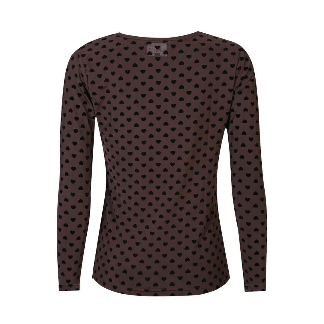 Liberte - Mesh Ls Tshirt, Flock 22081 - Dark Brown Heart T-shirts 