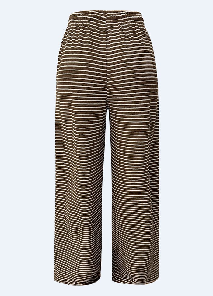 Liberte - Sus-Wide-Pants 22314 - Brown Creme Stripe Bukser 