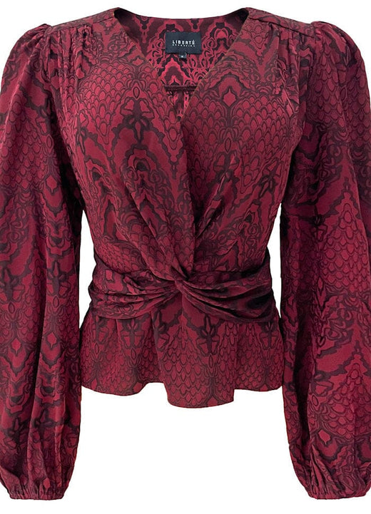 Liberte - Tiki Ls Twist Blouse 22120 - Bordeaux Bluser 