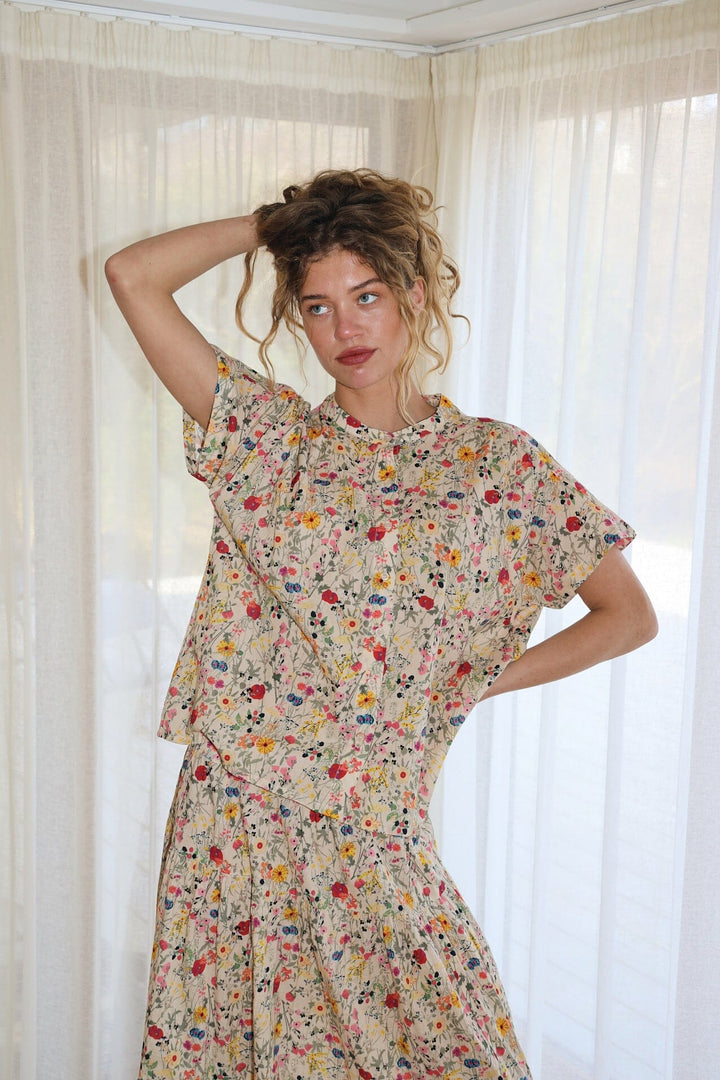 Lollys Laundry - Myall Shirt Ss 26241-1009 - 74 - Flower Print Skjorter 