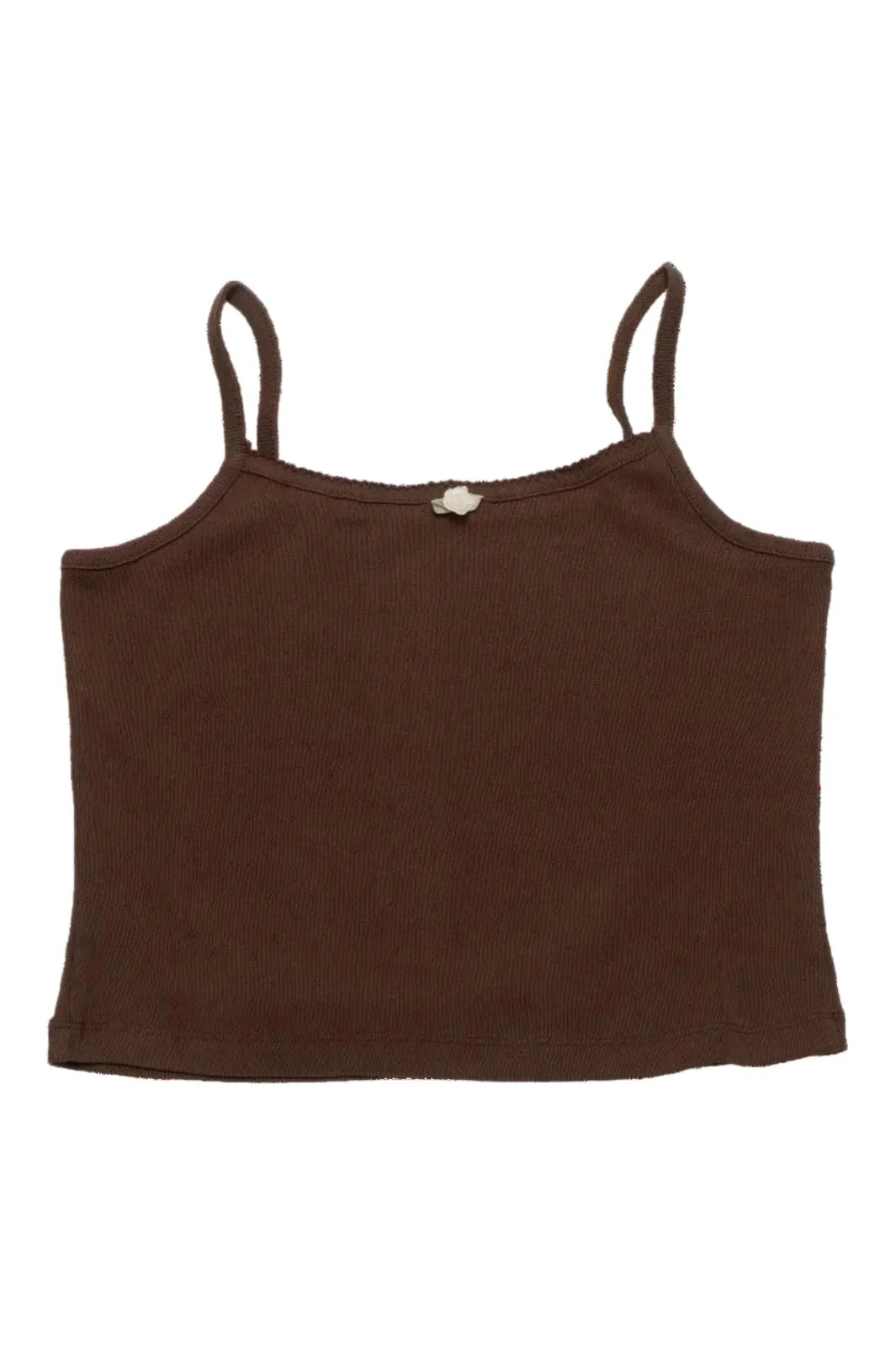 Maanesten - Megan Pointelle Top Brown - 4291 Toppe 
