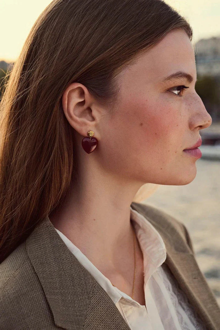 Maanesten - Rosy Heart Earrings - 10163a Øreringe 