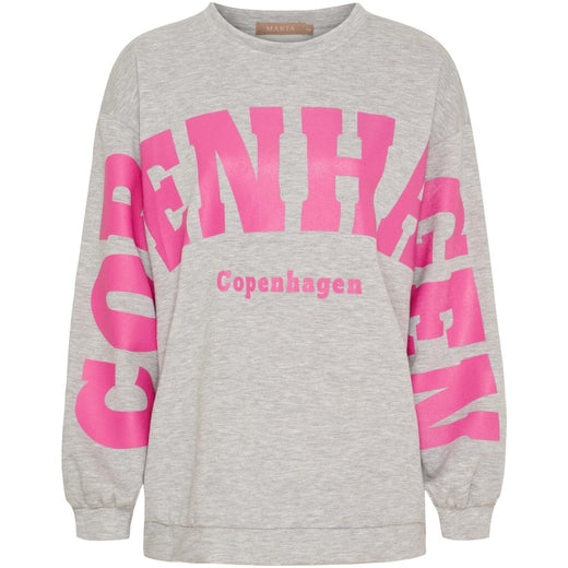 Marta Du Chateau - Mdchibiscus Sweatshirt 22659 - Grey/Pink Sweatshirts 