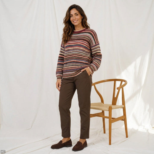 Marta Du Chateau - Mdcreverie Knit 9602 - Multi Bordeaux Strikbluser 