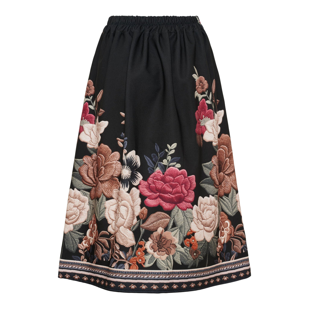 Marta Du Chateau - Mdctarella Skirt 4911a - Black Flower Nederdele 