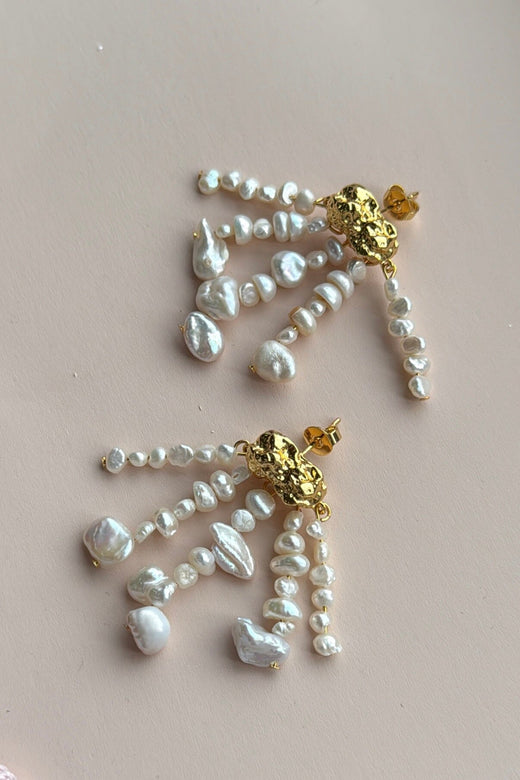 Mellow Moon - Ørestik Med 5 Rækker - Forgyldt Øreringe 