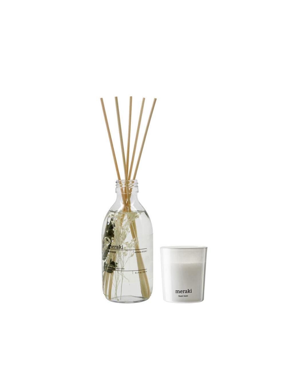 Meraki - Gift Box, Verbena Drizzle Diffuser + Fresh Linen Scented Candle 60 G., 240|60 Ml|g - 900002871