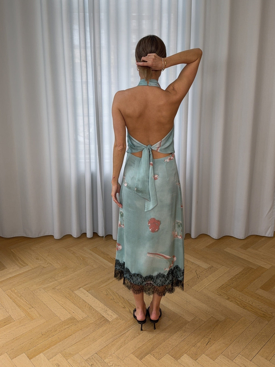 Modström - Carinamd Print Dress 59433 - 11631 - Aqua Flower Kjoler 