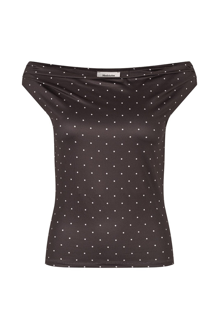 Modström - Himamd Print Off-Shoulder Top 59321 - 11188 - Seal Brown Dot