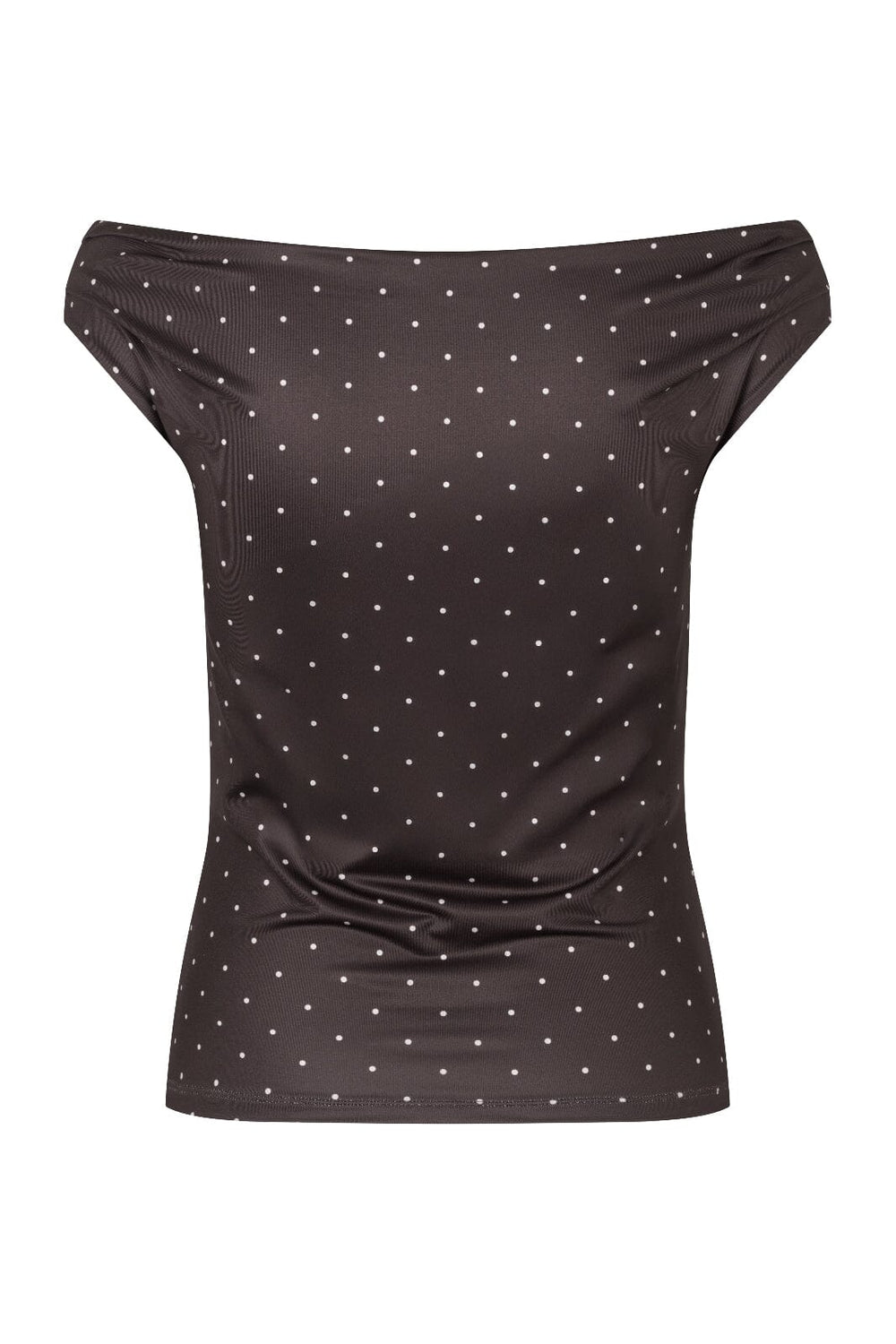 Modström - Himamd Print Off-Shoulder Top 59321 - 11188 - Seal Brown Dot Toppe 