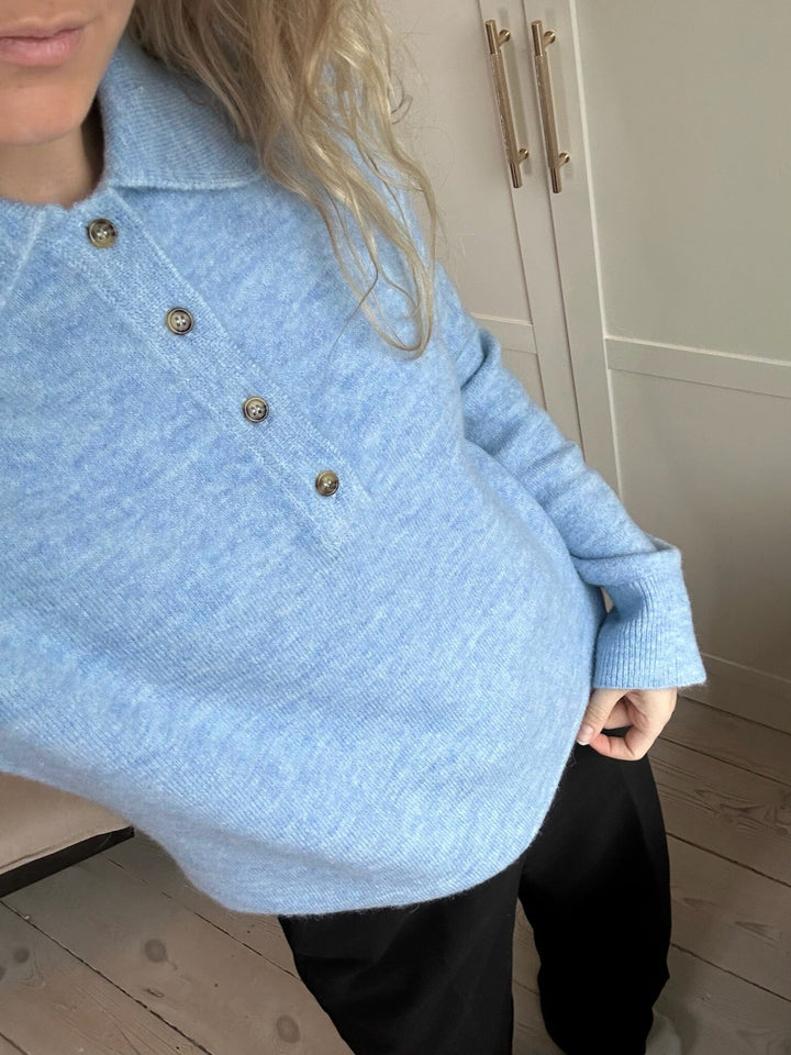 Modström - Treemd Polo 58795 - 3352 - Cashmere Blue Strikbluser 