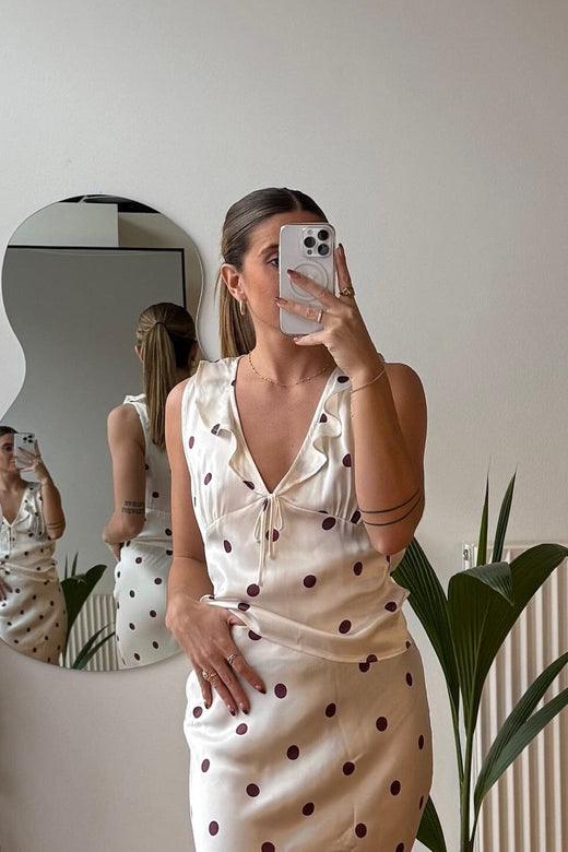 Modström - Vanjamd Print Top 58990 - 13634 - Wineberry Dot Toppe 