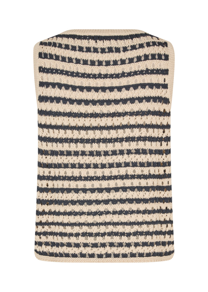 Modström - Vestermd Stripe Top 59055 - 11516 - Navy Summer Sand Strikbluser 