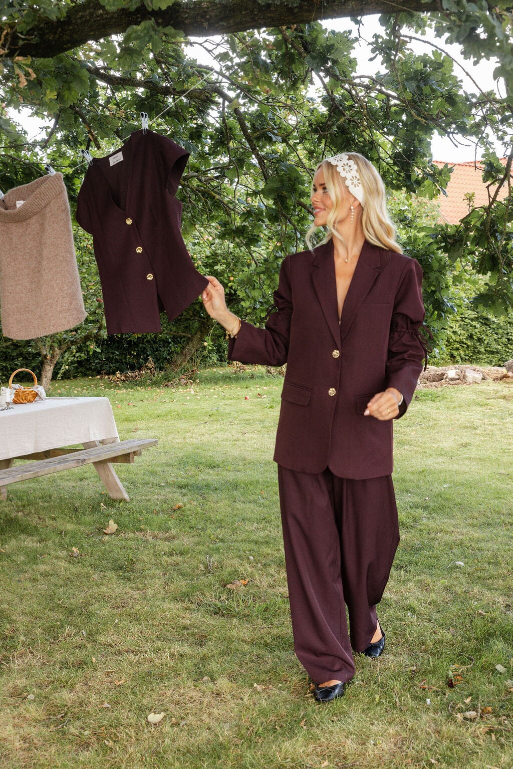 Molly&My x Julie Elgaard - Frida String Structure Blazer 167115 - 162 - Bordeaux Blazere 