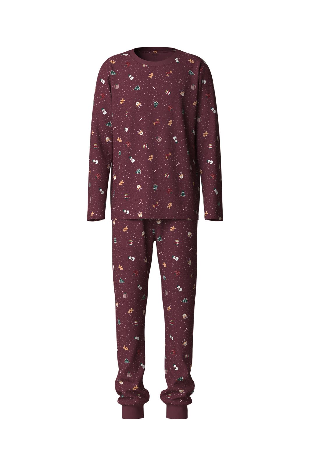 Name It - Nanvismas Ls Nightset - 5124798 Burgundy Christmas