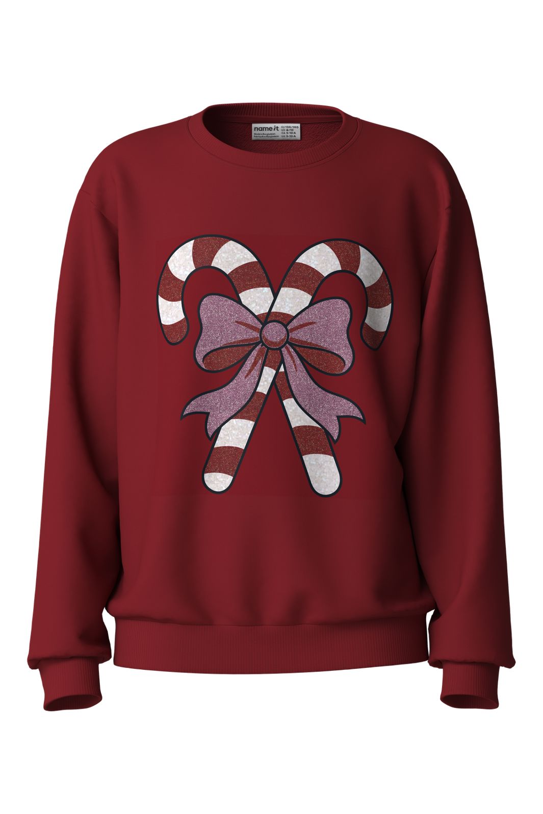 Name It - Nkfvertrud Ls Nreg Sweat - 5129014 Red Dahlia Candy Canes
