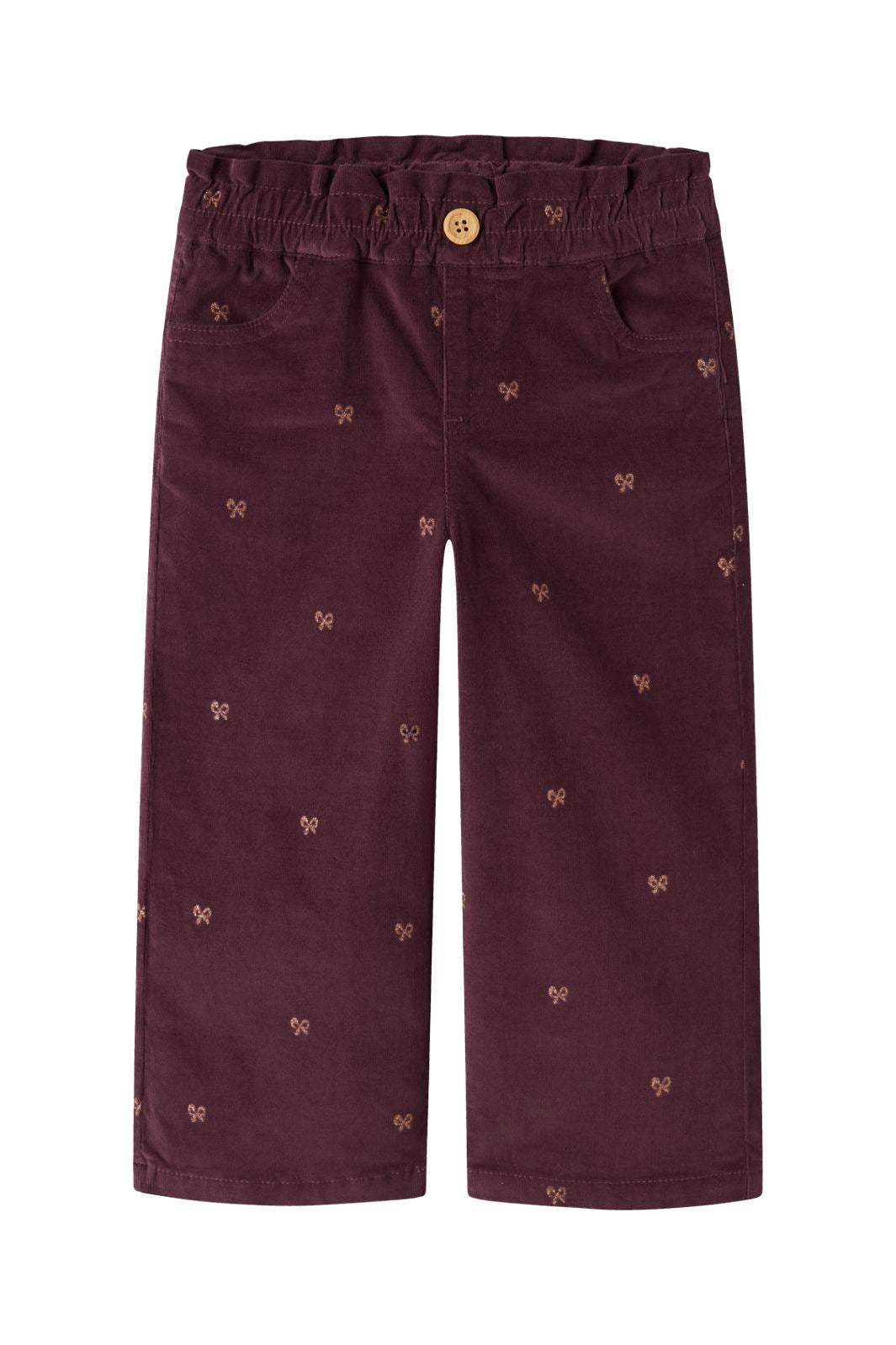 Name It - Nmfbella Wide Cord Glitter Pants 4510-Yt - 5204724 Catawba Grape Glitter Bow