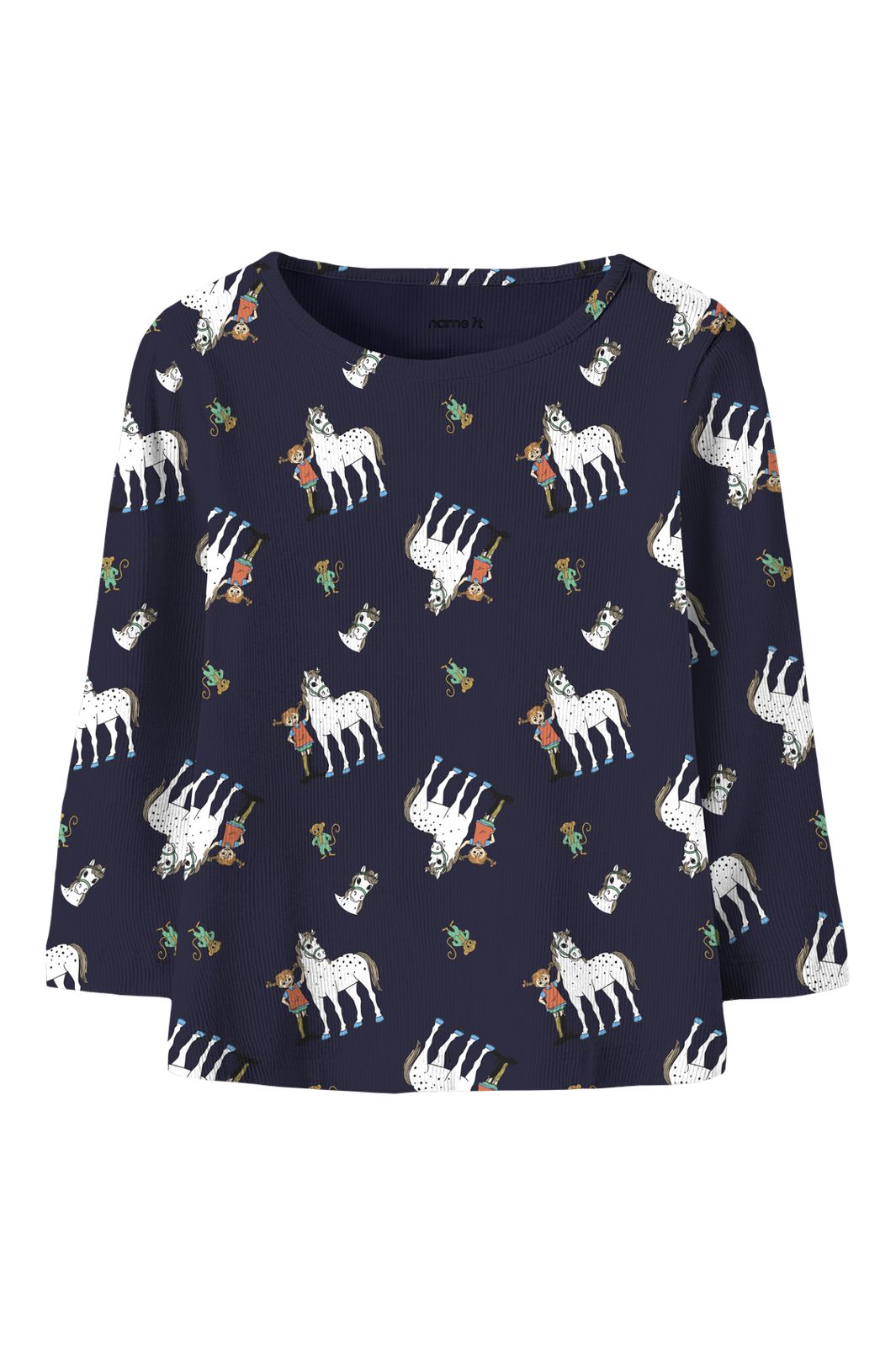 Name It - Nmfokka Pippi Ls Slim Top Sky - 5201340 Evening Blue