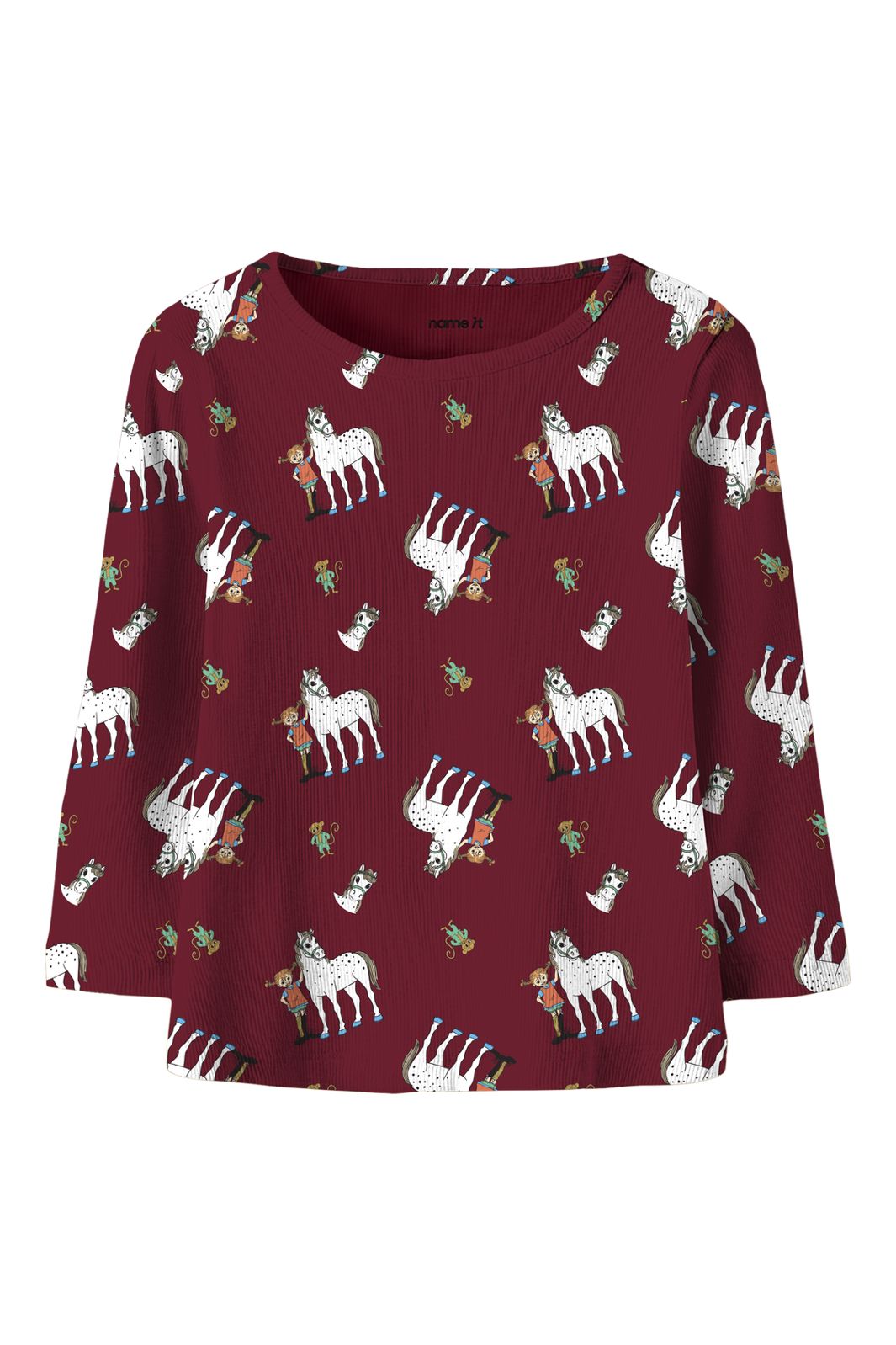 Name It - Nmfokka Pippi Ls Slim Top Sky - 5201341 Red Dahlia
