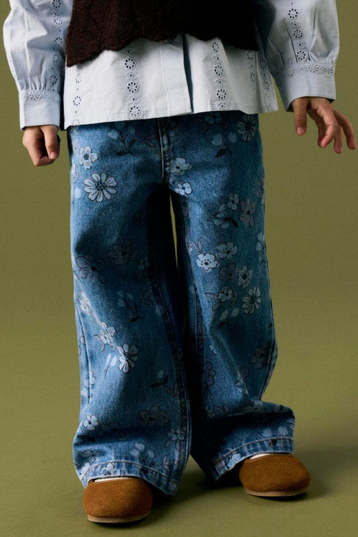 Name It - Nmfrose Wide Jeans 2633-Im - 5082409 Medium Blue Denim Flower