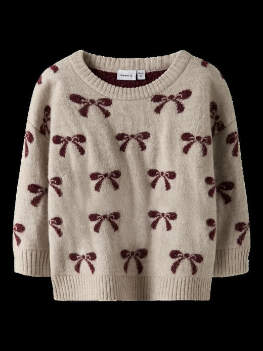 Name It - Nmfsenya Ls Knit - 4889692 Cement Strikbluser 