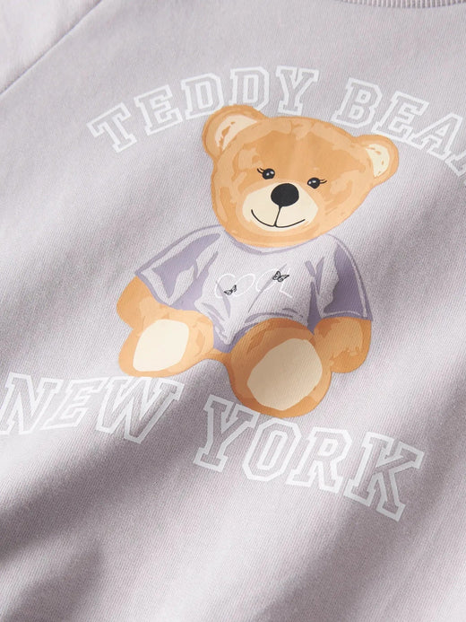 Name It - Nmfvenus Ls Nreg Sweat - 4971008 Lilac Marble Teddy Bear Sweatshirts 