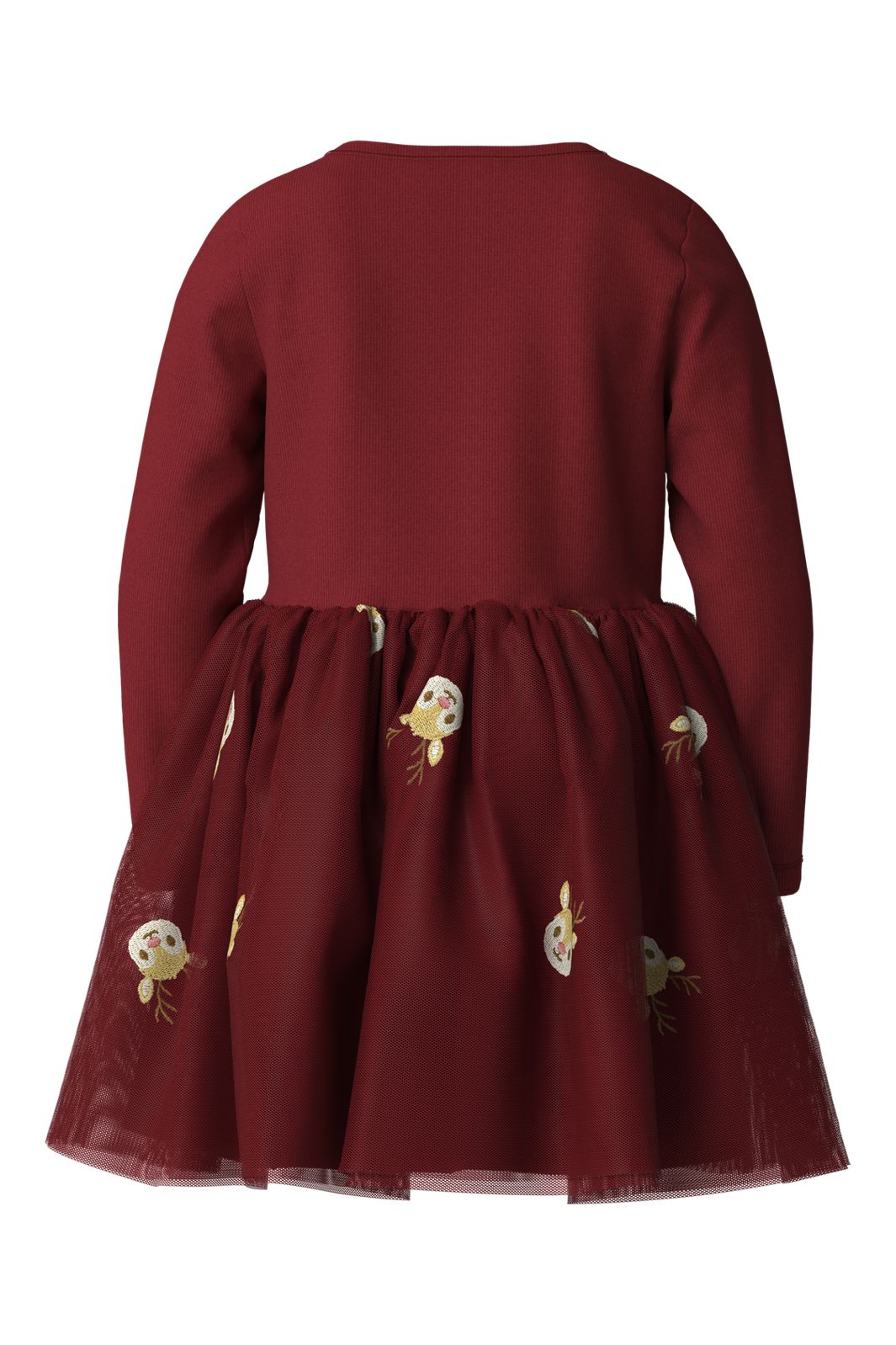 Name It - Nmfveross Ls Tulle Dress - 5127587 Red Dahlia Reindeer