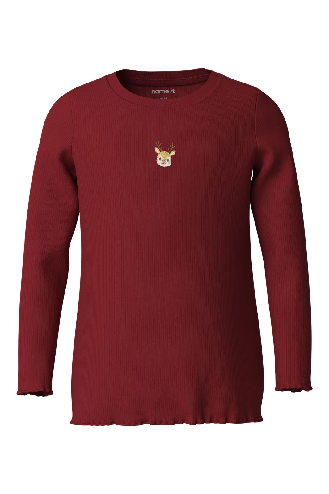 Name It - Nmfvivemmas Ls Slim Top - 5129010 Red Dahlia Reindeer
