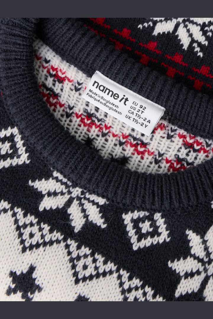 Name It - Nmnrismas Ls Knit Cot - 5213749 Navy Blazer