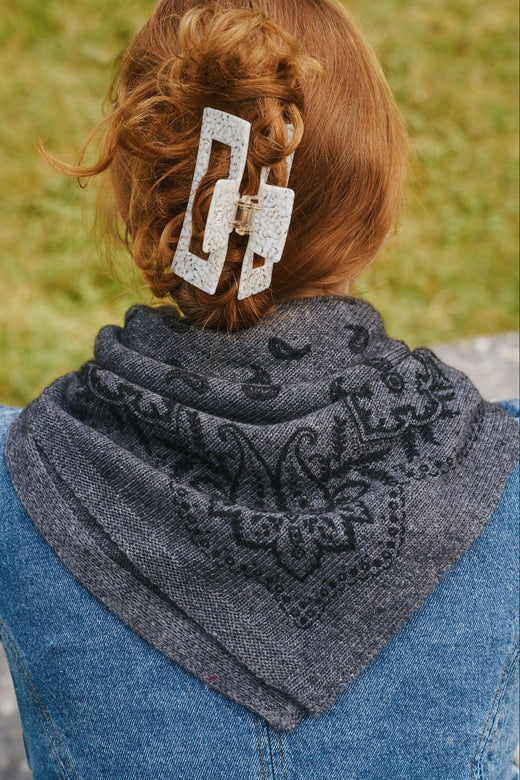Neo Noir - Adelina Paisley Knit Scarf 169506 - 136 - Antracit Melange Tørklæder 